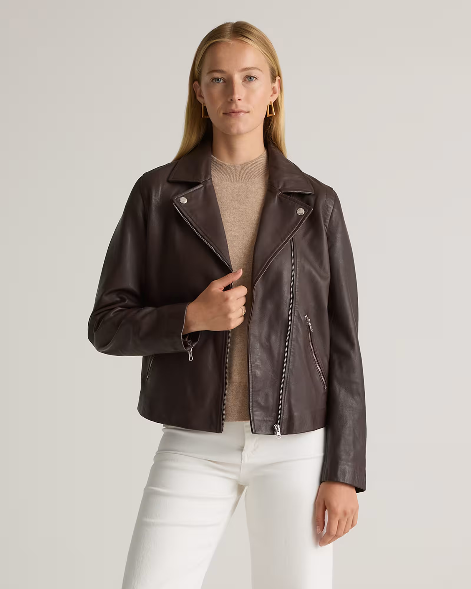 100% Washed Leather Biker Jacket | Quince