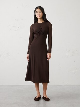 Mesh Ruched Bodice Maxi Dress | Banana Republic Factory