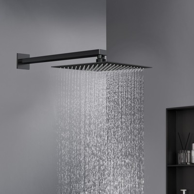 SEVOBAL Shower Faucets 12" Black Rain Shower Head, Square High Pressure Shower Head Waterfall Waterfall Bathroom Faucets, Black, 12"*12"*2.5" | Target