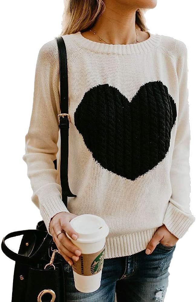 2021 Argyle Plaid/Cute Heart Pullover Sweater Premium High-Density-Stretch Knit Soft for Women/Te... | Amazon (US)