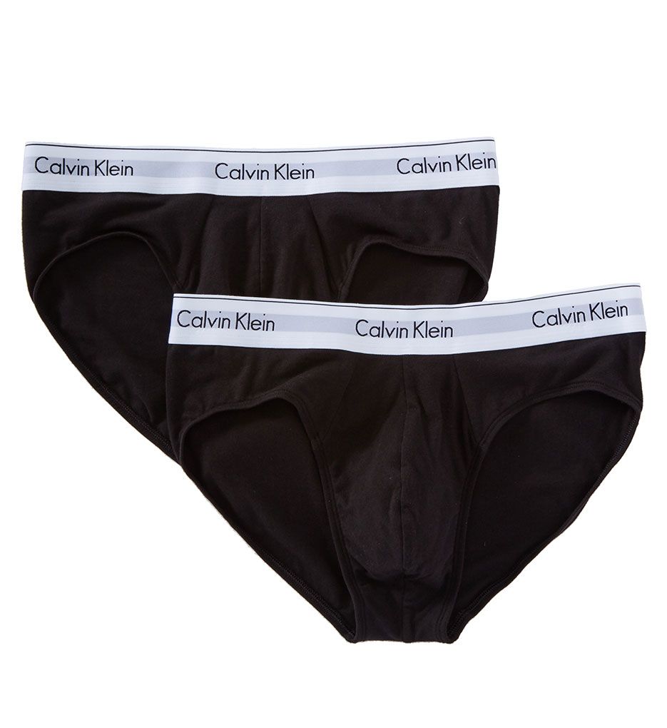 Calvin Klein NB1084 Modern Cotton Stretch Hip Brief - 2 Pack (Black S) | HisRoom