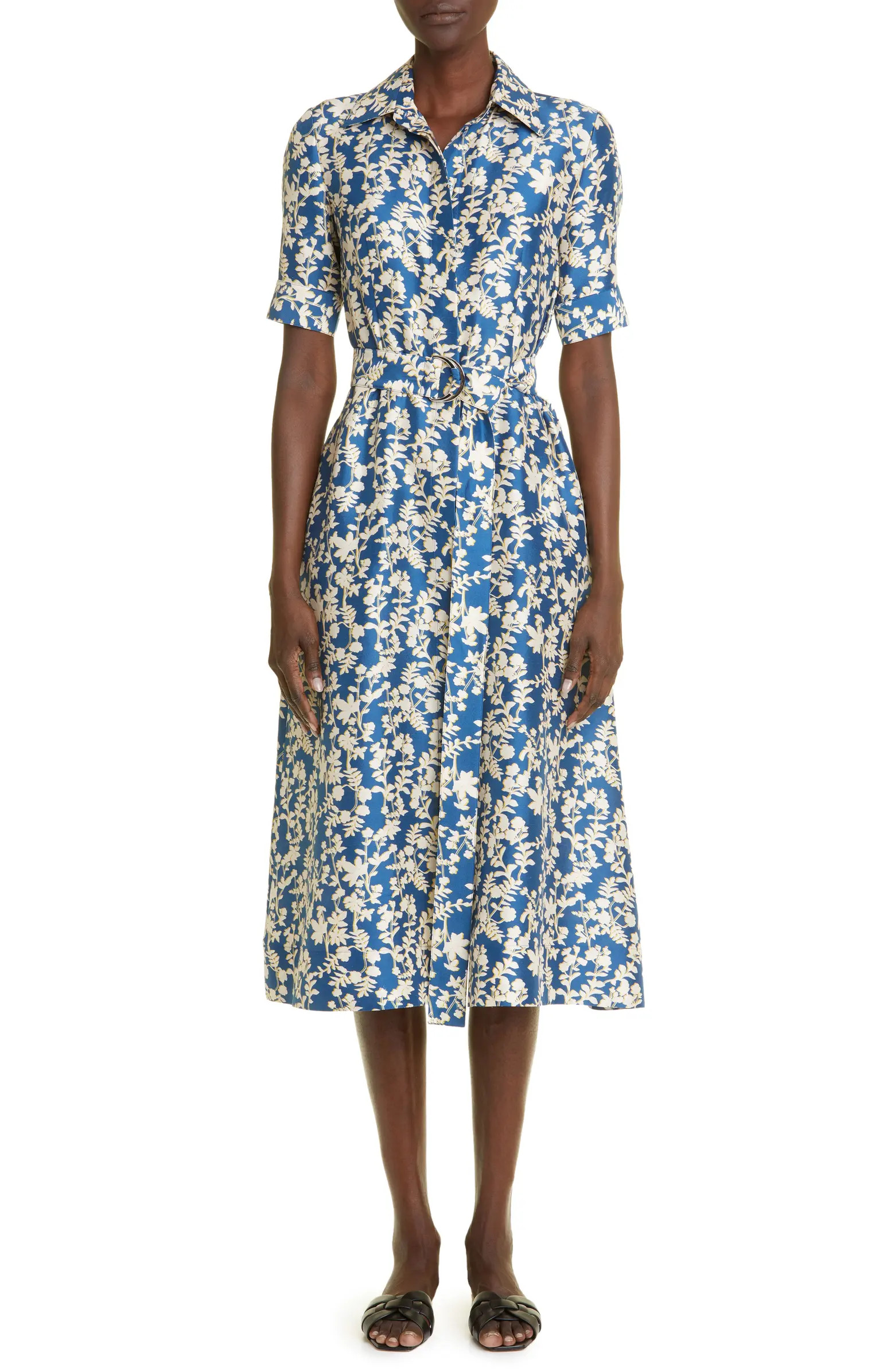 Floral Belted Silk Shirtdress | Nordstrom