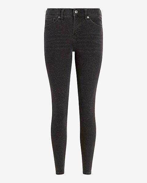 Mid Rise Black Sparkle Extra Supersoft Skinny Jeans | Express