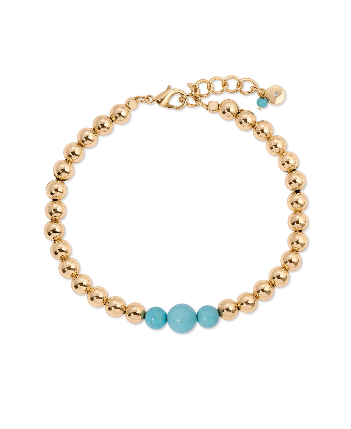 Ettika Turquoise and 18k Gold Plated Beaded Anklet - Turquoise | Macy's