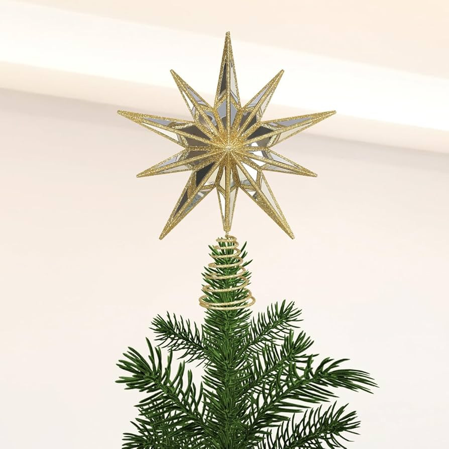 Old World Christmas 12" Gold Double-Sided Mirrored Star Tree Topper | Amazon (US)