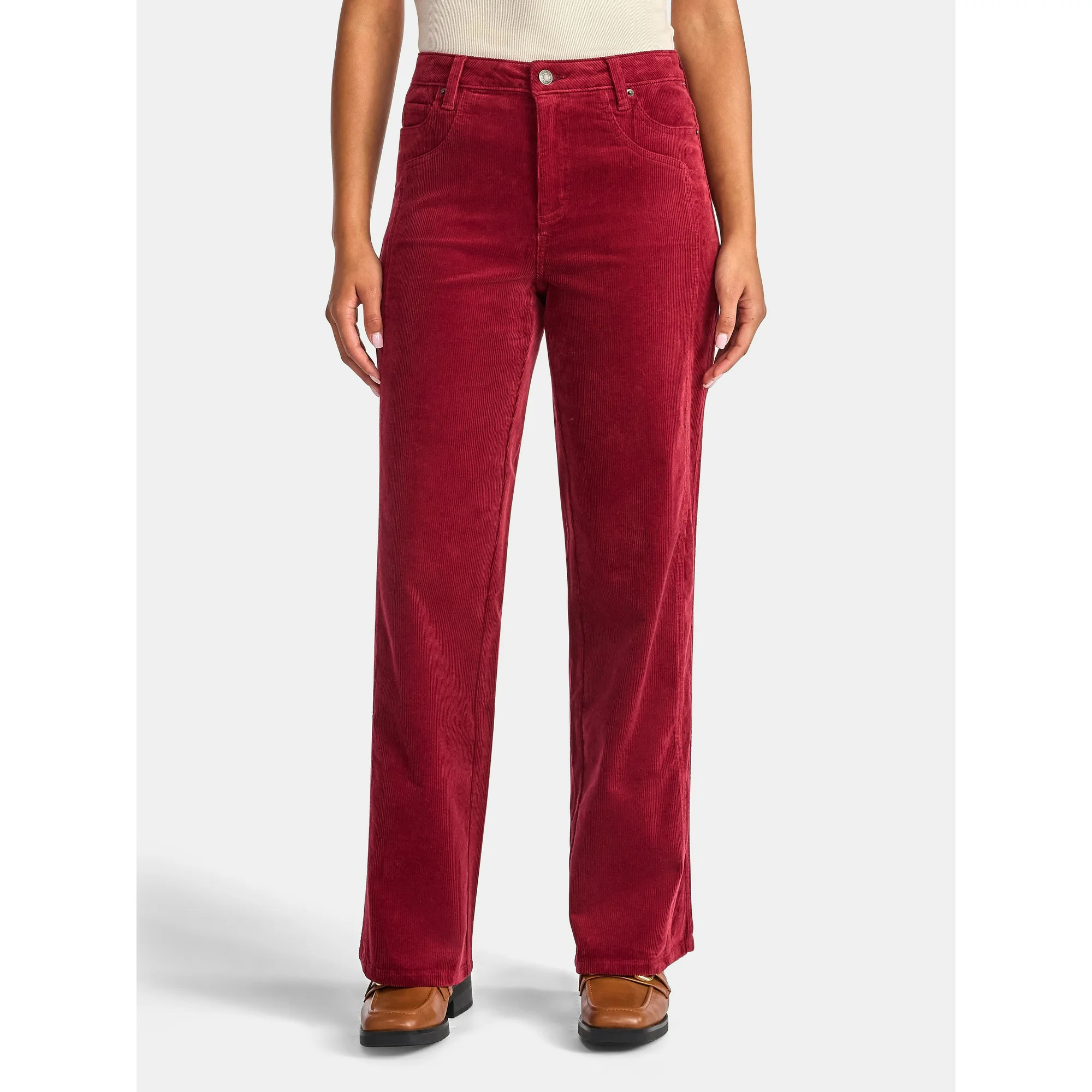 Time and Tru Women's and Women's Plus Corduroy Seamed Wide Leg Pants, 31" Inseam, Sizes 2-22 | Walmart (US)