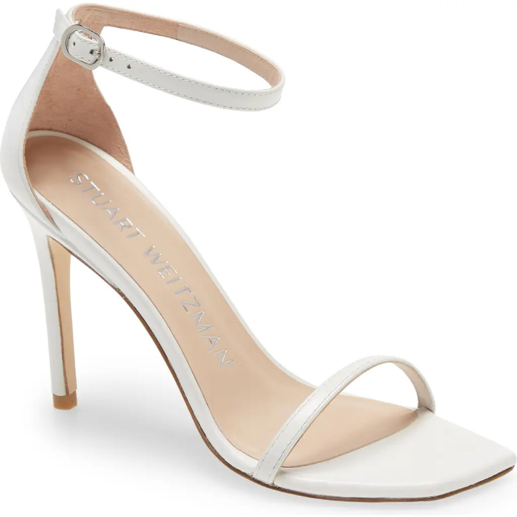 Stuart Weitzman Nudistcurve Ankle Strap Sandal in White at Nordstrom, Size 5 | Nordstrom