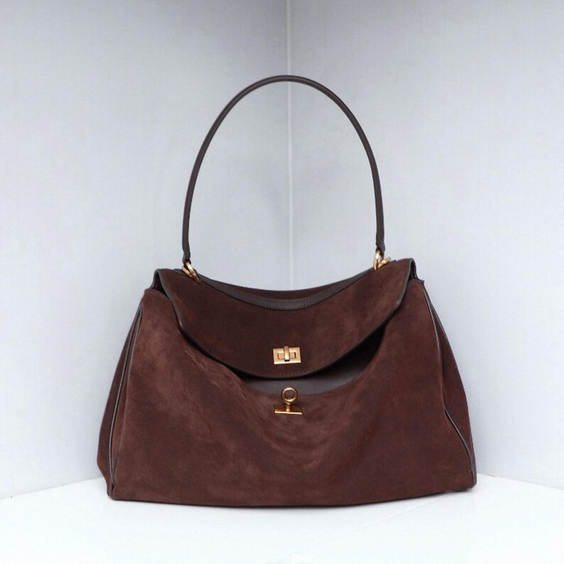 Suede Leather Tote Bag, Minimal Tote Bag, Suede Shoulder Bag - Etsy | Etsy (US)