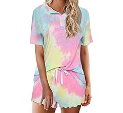 Ekouaer Tie Dye Pajamas Set Womens Loungewear Sleepwear 2 Piece PJ Sets at Amazon Women’s Cloth... | Amazon (US)