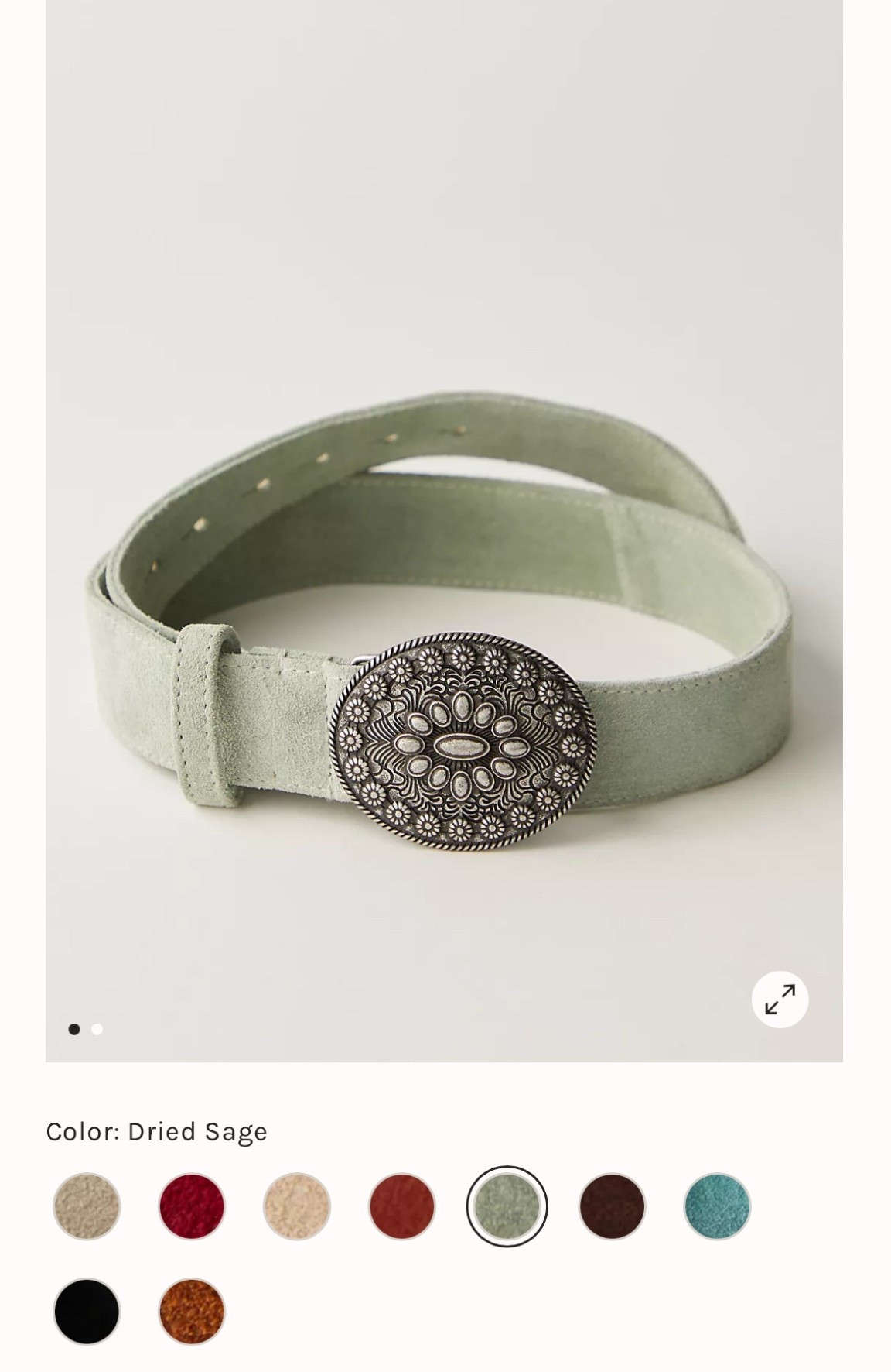 This concho belt for fall in dried sage or neutral are both stunning! Free people 💚 