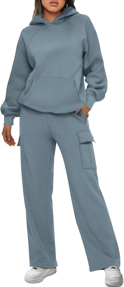 AUTOMET Womens 2 Piece Outfits Sweatsuits Sets Long Sleeve Sweatshirts with Cargo Sweatpants | Amazon (US)