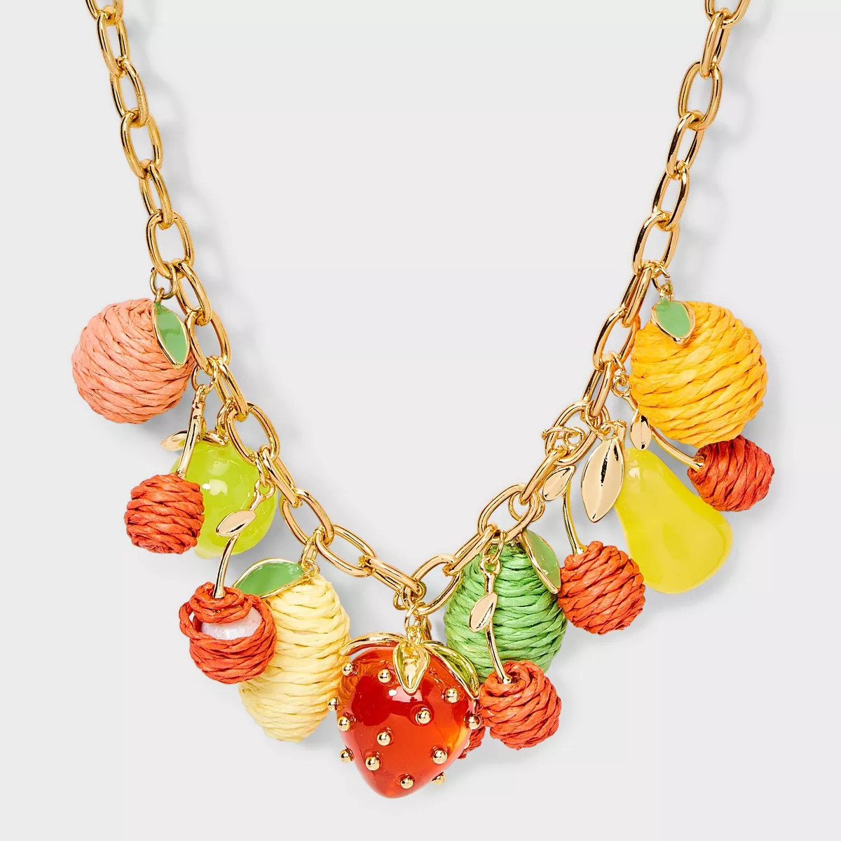Multi Fruit Charm Chain Necklace - A New Day™ Red/Yellow | Target