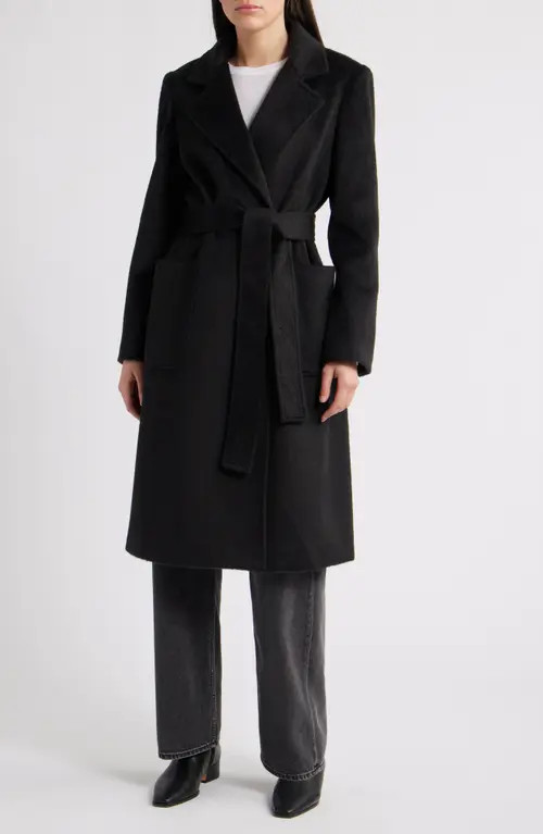 Sam Edelman Longline Wrap Coat in Black at Nordstrom, Size 10 | Nordstrom