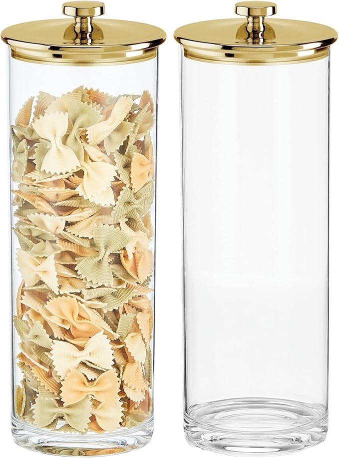 mDesign Slim Airtight Apothecary Storage Organizer Canister Jars - Plastic Containers for Kitchen... | Amazon (US)