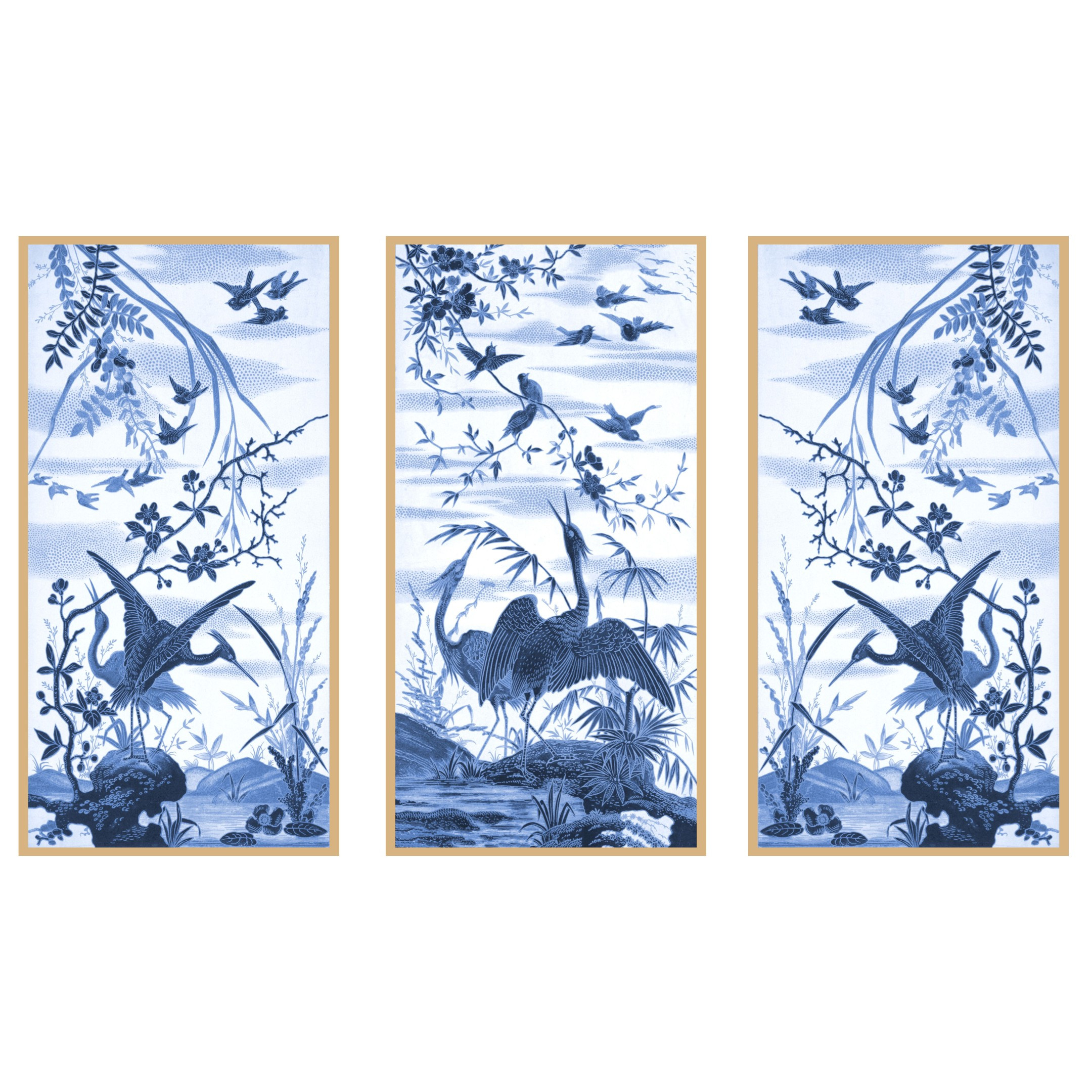 Crane Bird Panel Trio | Urban Garden Prints