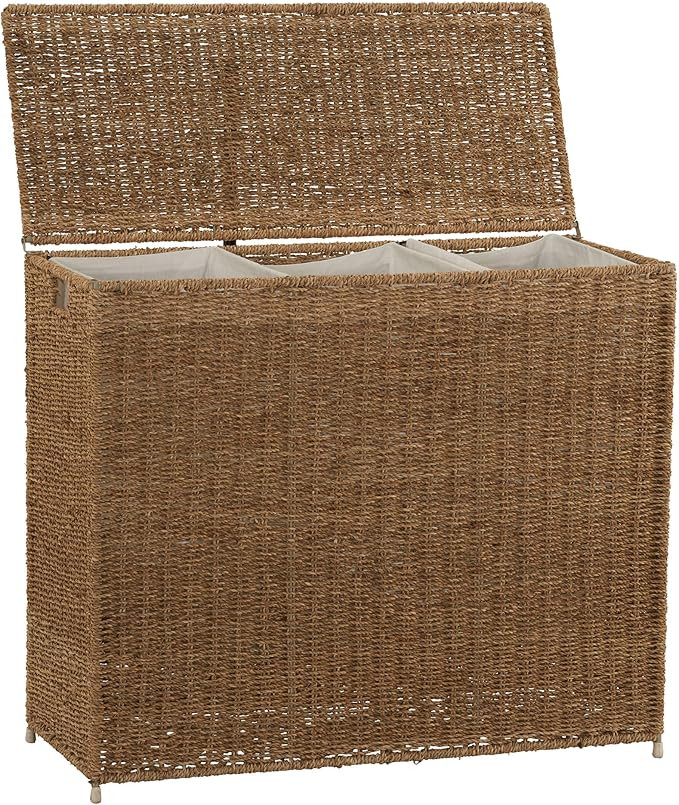 Household Essentials Brown ML-5445 Wicker 3 Compartment Laundry Sorter with Lid | 3 Section Cloth... | Amazon (US)
