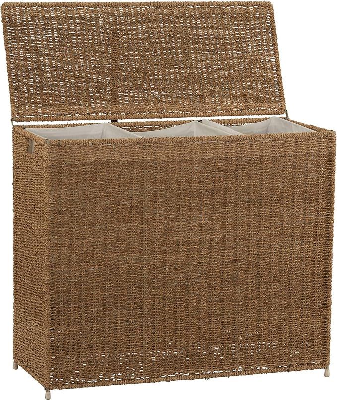 Household Essentials Brown ML-5445 Wicker 3 Compartment Laundry Sorter with Lid | 3 Section Cloth... | Amazon (US)