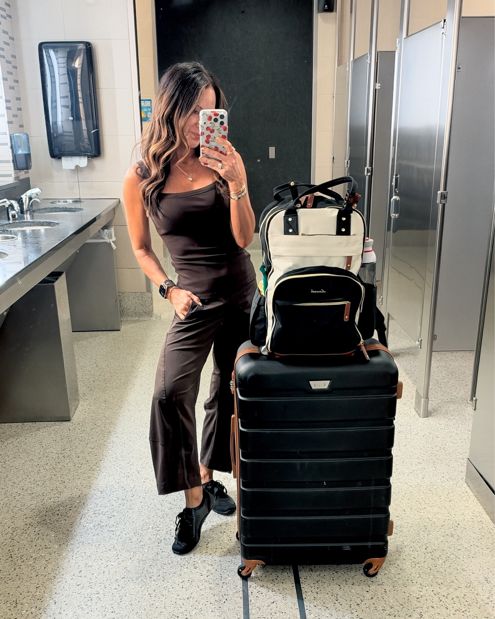 Airport fit! Hands down my go to for warm weather travel! These pants are legit 1000% what is the splurge if you aren’t petite! If you’re not petite, I’ll link the Amazon version which you will absolutely love. These built-in bra tanks are a must have and these shoes are the comfiest shoes ever! Definitely on trend for fall. Love the black and brown combo! They are so elevated and chic! They run true to size. Pants I’m wearing is 0 petite. Tank extra small for reference I’m 5’1” “, 106 LBS.

#LTKootd #LTKTravel #LTKOver40