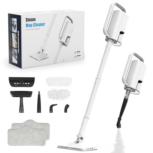 7-in-1 Steam Mop, 1200W Rotated Steam Cleaner for Home, 2 Modes, 400ML Removable Tank, 23FT Power Cable, 2 Washable Pads, Steamer for Hard Floor, Laminate Floor, Tiles Cleaning（Onion White） | Amazon (US)