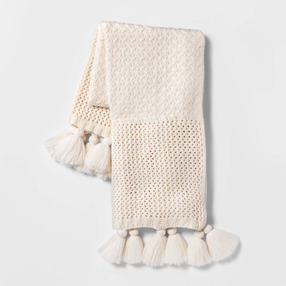 Chunky Knit with Tassels Throw Blanket - Opalhouse™ | Target