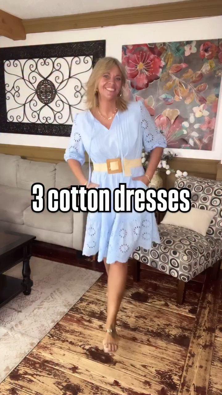 Three lovely 🥰 cotton dresses 👗 perfect for spring & summer ☀️🌸 I’m a size 12/170lbs/5’7” tall and the size 12 fits me comfortably. 

#LTKSeasonal #LTKMidsize #LTKOver40