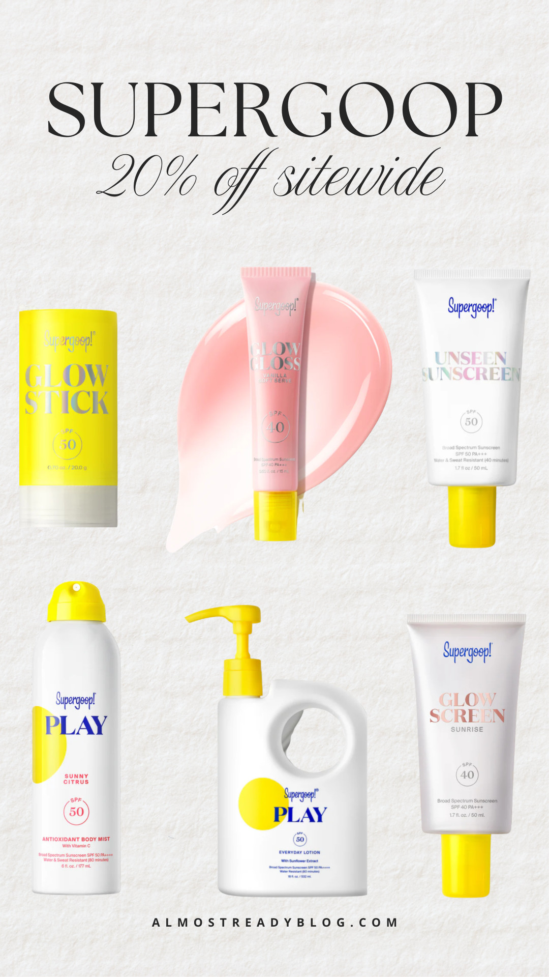 Supergoop 20% off sitewide + free shipping!!

#LTKSaleAlert #LTKBeauty #LTKSwim