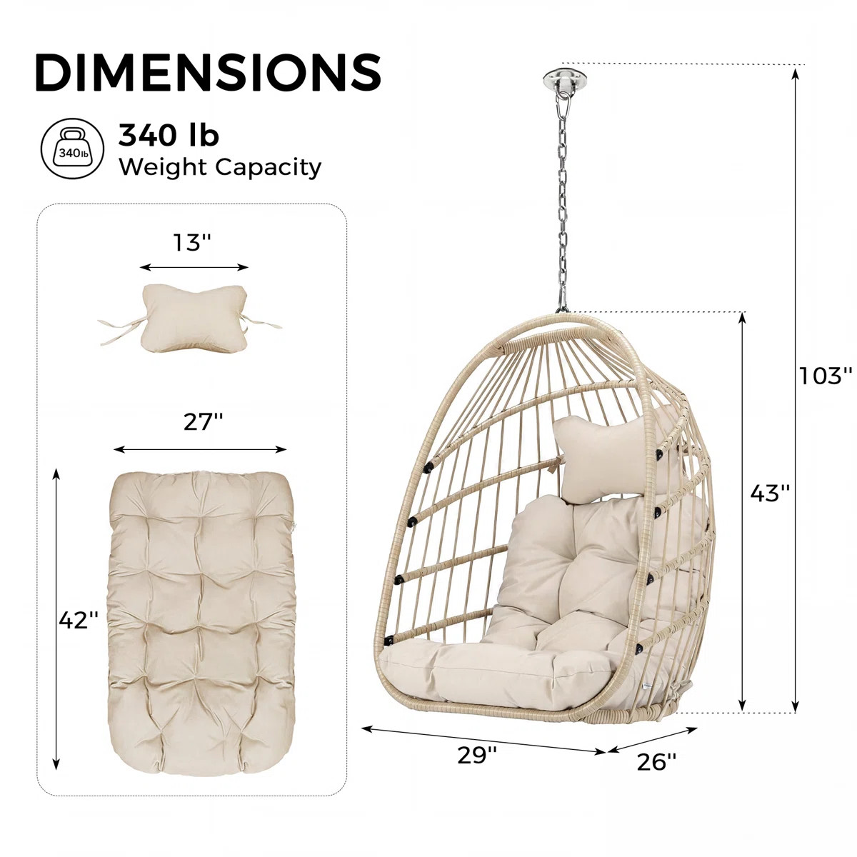 Chorley Indoor/Outdoor Porch Swing Egg Chair Without Stand | Wayfair North America