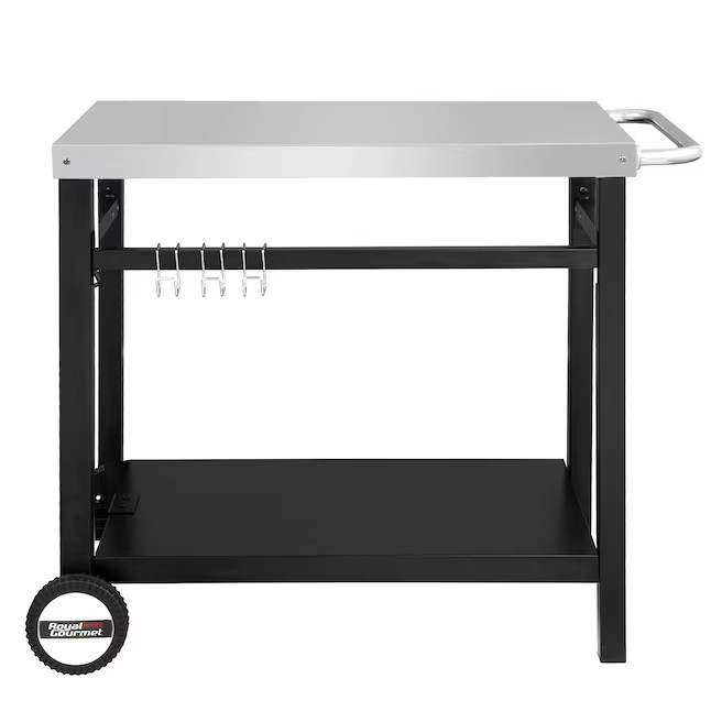 Royal Gourmet Outdoor Double Shelf Dining Trolley with Handle Stainless Steel Pizza oven table | Lowe's