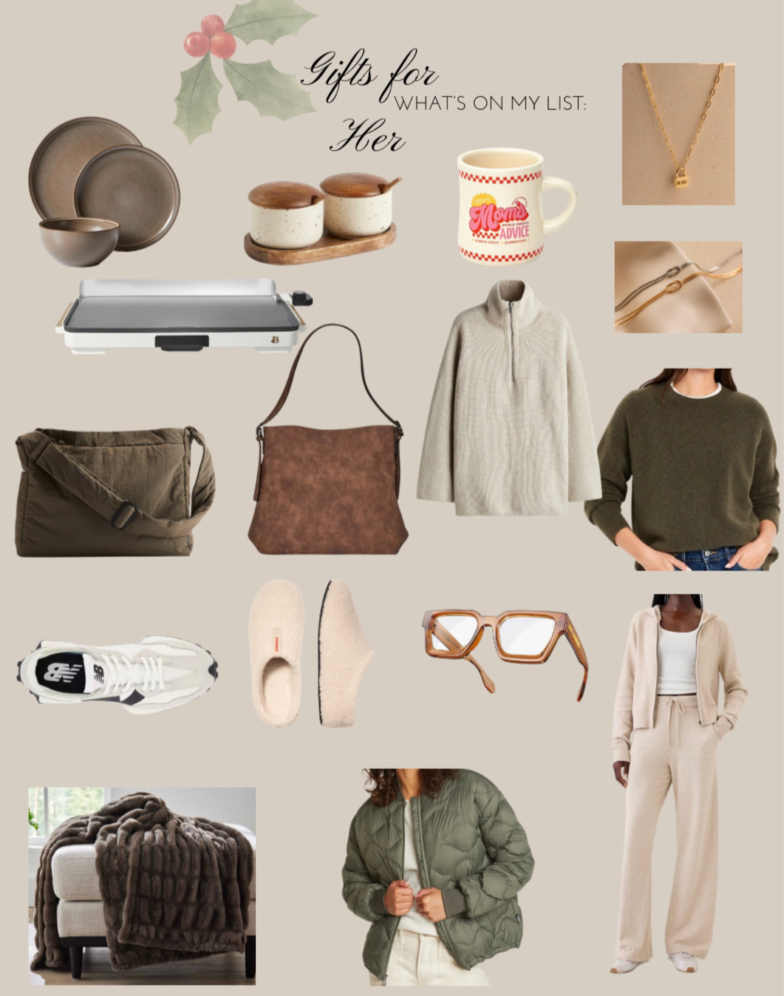 Gift ideas for women. Christmas gift ideas for her at many different price points- most are really affordable! Stonewear, griddle, kitchen items, cozy pullover, cozy sweaters and sets, suede bag, bomber jacket, jewelry that can be personalized, fuzzy blanket, and the best shoes! 

#LTKshoecrush #LTKSeasonal #LTKfindsunder50