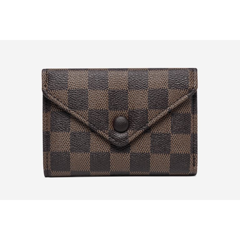 Daisy Rose Trifold RFID Blocking Wallet - PU Vegan Leather Multi Card Holder - Brown Checkered | Walmart (US)