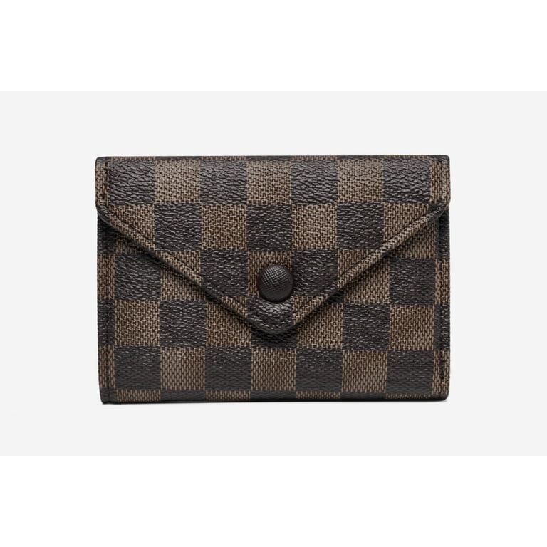 Daisy Rose Trifold RFID Blocking Wallet - PU Vegan Leather Multi Card Holder - Brown Checkered | Walmart (US)