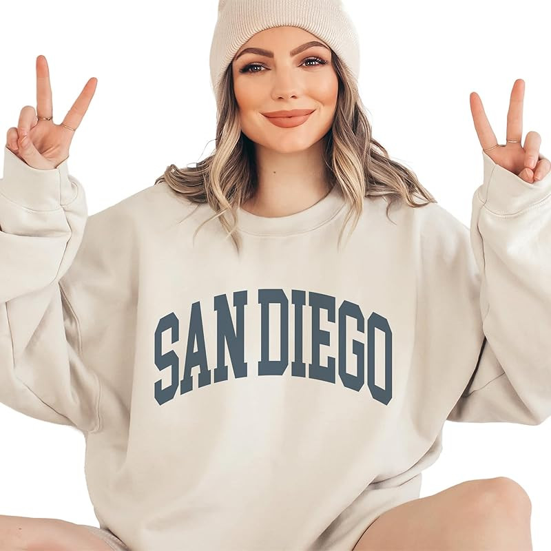 San Diego City Sweatshirt, California State Pullover, Vintage Aesthetic Varsity, Trendy Gift For ... | Amazon (US)