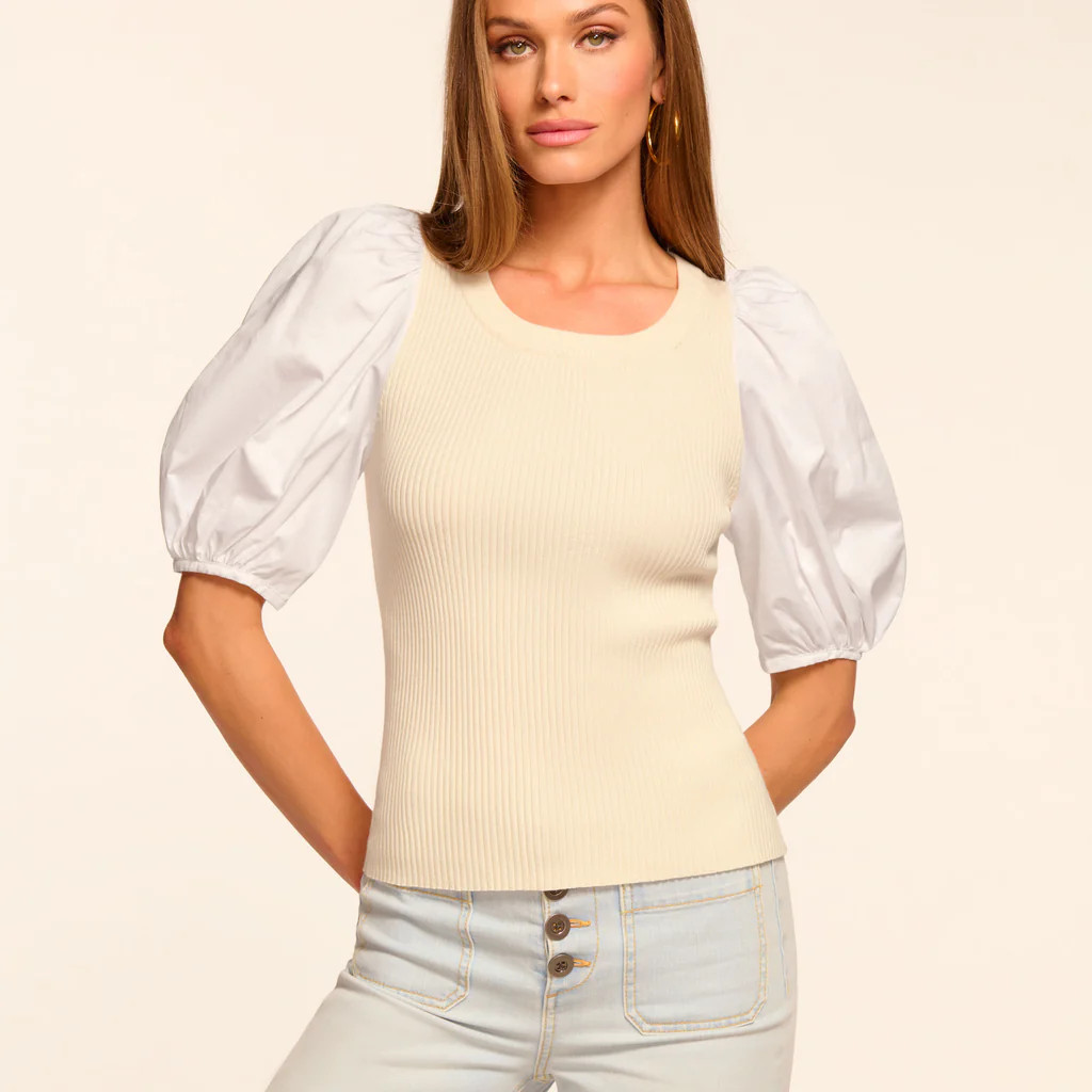 Wesley Knit Combo Puff Sleeve Top | Ramy Brook