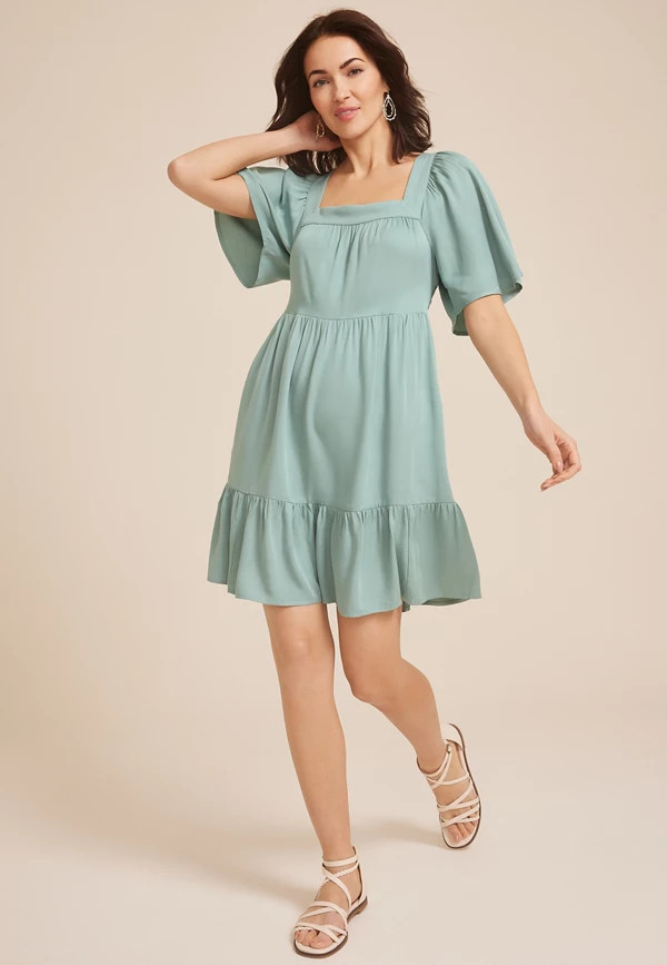 Flutter Sleeve Babydoll Dress | Maurices