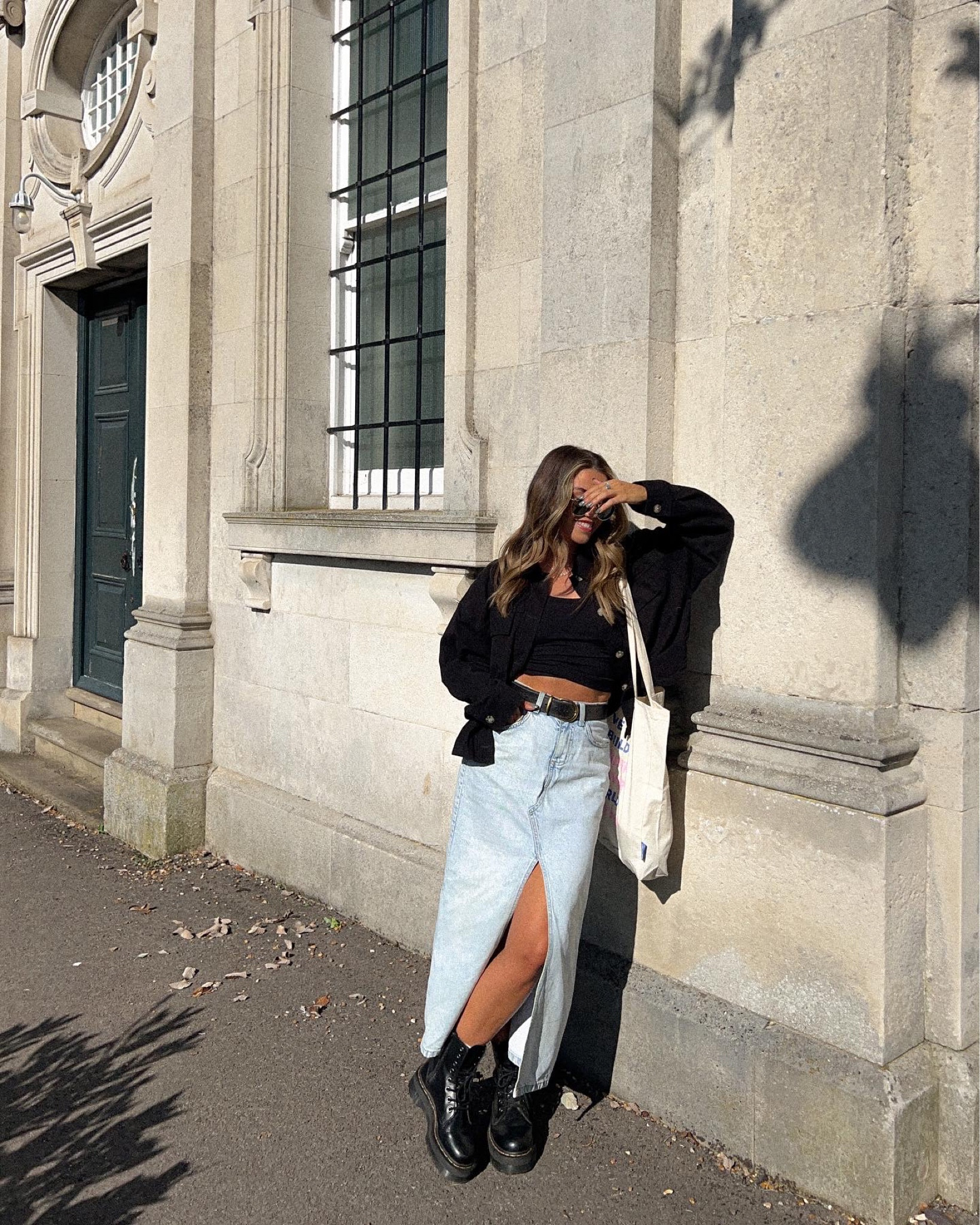 This sunshine can stick around. I’m excited for the leaves to turn brown and the crisper mornings but I do really like the blue skies and sunshine (don’t hate me). 

Shop this outfit via @shop.ltk using the link in my bio, stories and ‘october’ highlight. 

Jacket @newlook (borrowed from @natashalouisemackay)
Top, Skirt & Tote @cottonon_gb 
Boots @drmartensofficial 

#autumnstyles #denimmaxiskirt #drmartensstyle #drmartenstyle #docmartens #minimaloutfit 

Minimal outfit, denim maxi skirt, dr marten Jadon boots, styling dr martens, simple style, basic fashion, transitional fashion, fall outfit ideas

#LTKeurope #LTKstyletip