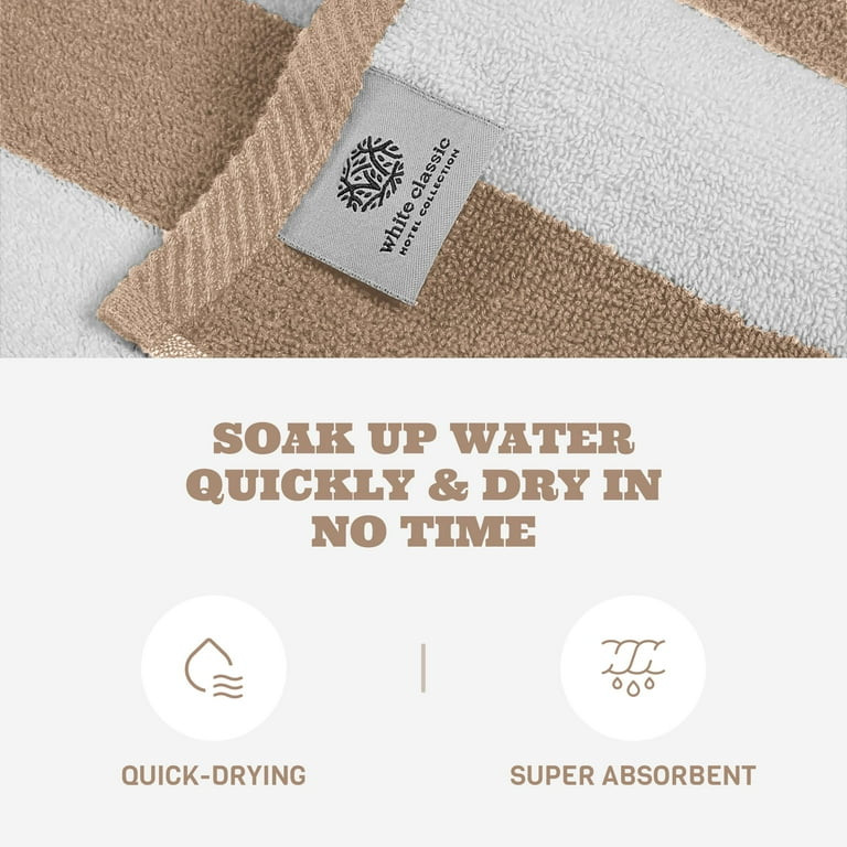 White Classic Beach Towels Oversized Cabana Stripe Cotton Bath Towel Large - Luxury Plush Thick H... | Walmart (US)