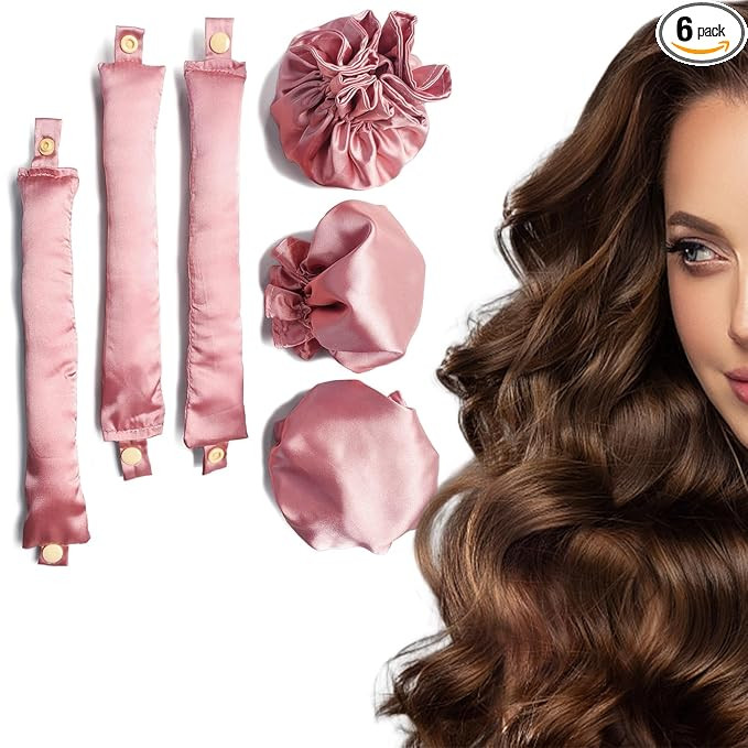 3Sets/6PCS Ariuvor New Satin Heatless Hair Curler,Hair Rollers for Heatless Curls with Hair Caps,... | Amazon (US)