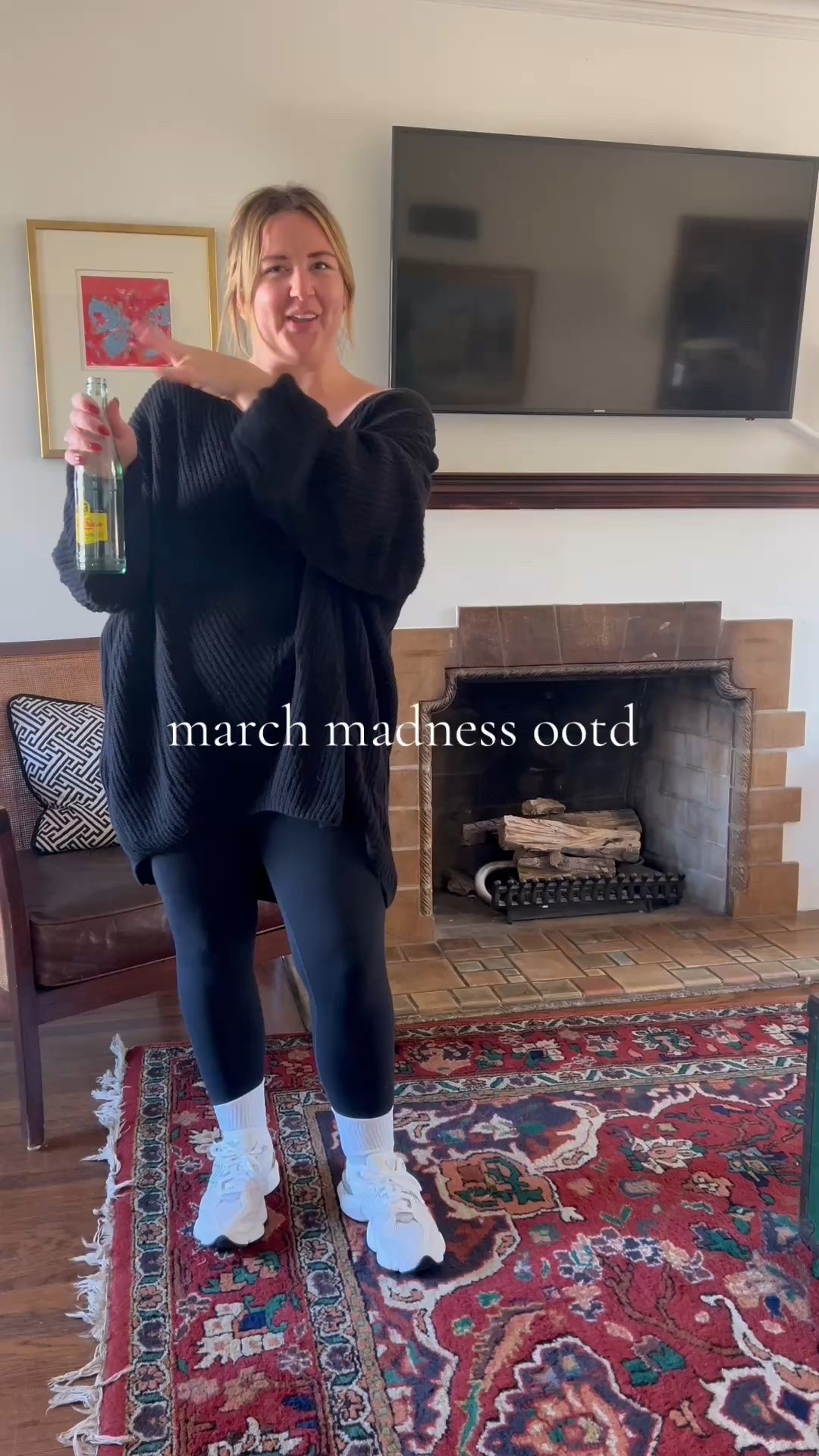 <march madness ootd> sweater is old from @Urban Outfitters I’d do anything for them to bring this style back. Leggings are @Amazon and shoes are @New Balance (not adidas whoops!) #ootd #marchmadness #whatimwearing #fitcheck #comfy #comfyoutfit 

#LTKActive #LTKFindsUnder100 #LTKMidsize
