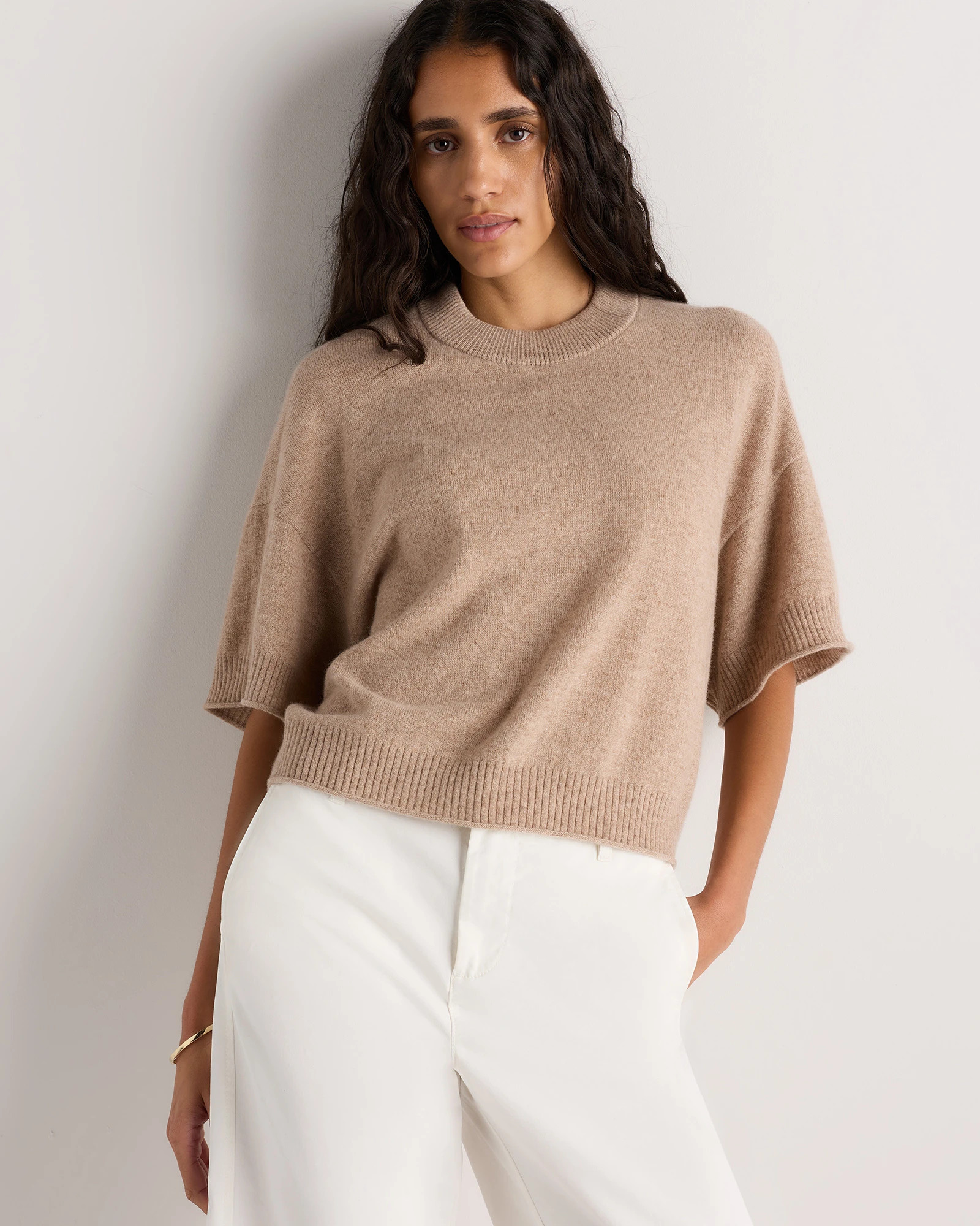 Mongolian Cashmere Cropped Oversized Tee | Quince
