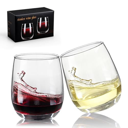 Ocean ice Stemless Wine Glasses, Red Wine Glasses Set of 2, Glasses 12 oz, Smooth Rim Wine Glass Set, Cute Wine Glasses Perfect for Wedding, Anniversary or Christmas Holiday Gifts | Amazon (US)