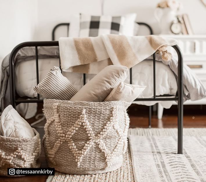 Metallic Woven Wool Nursery Storage | Pottery Barn Kids