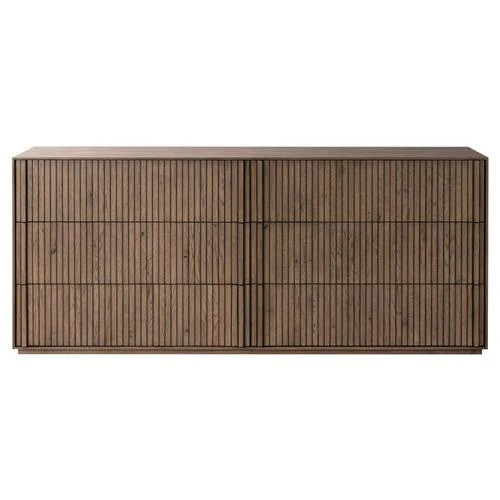 Lana Rustic Lodge Grey Oak Wood Double Dresser | Kathy Kuo Home