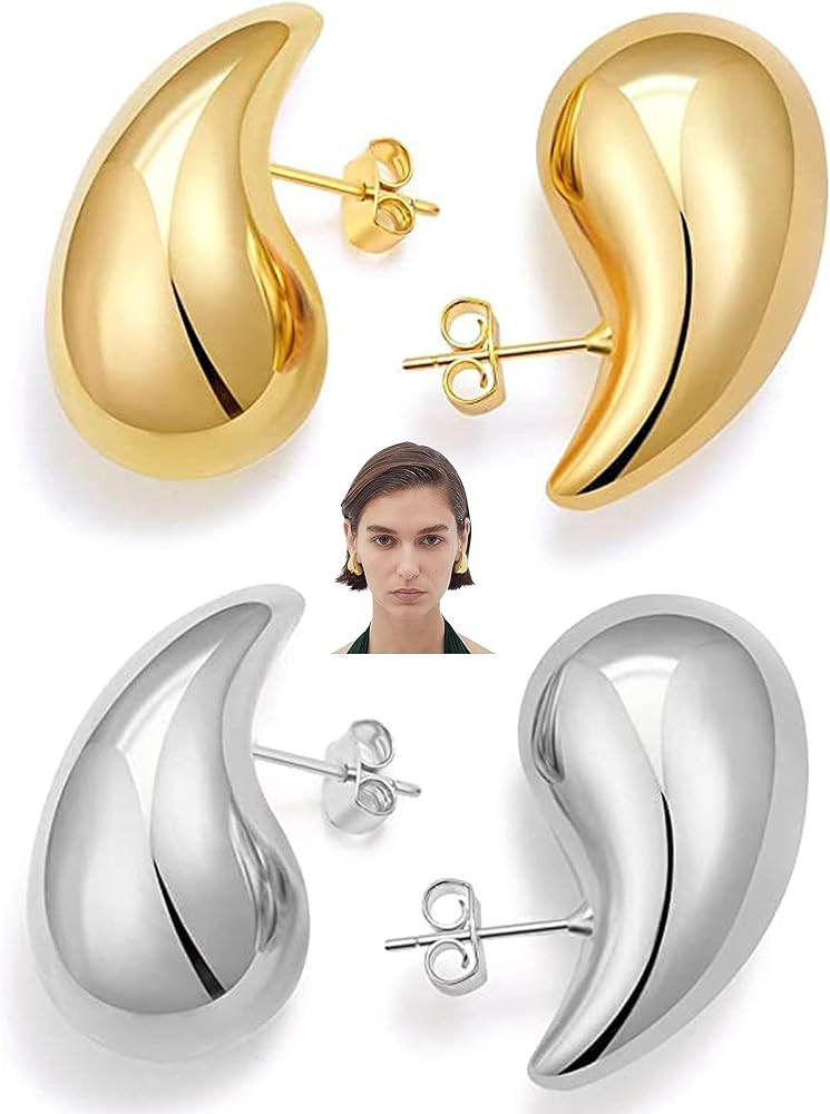 Chunky Gold Hoop Earrings - Trendy Bottega Earring Dupes for Women, Lightweight and Comfortable, ... | Amazon (US)