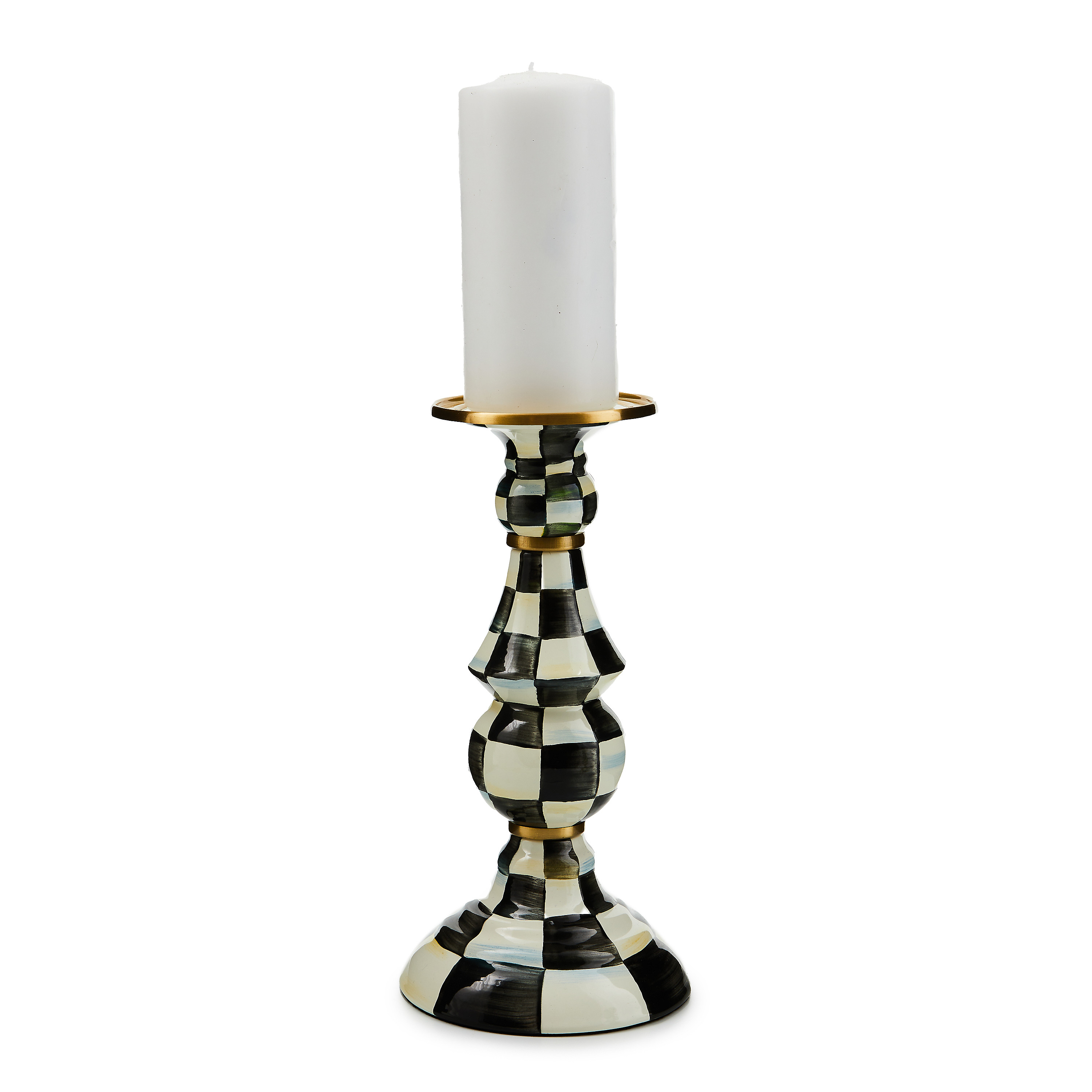 MacKenzie-Childs Courtly Check Large Pillar Candlestick | MacKenzie-Childs