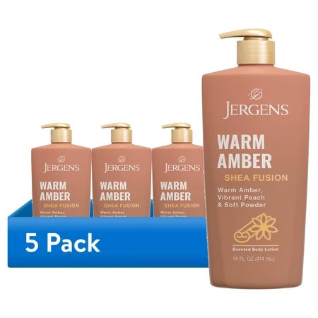 (5 pack) Jergens Shea Fusion Warm Amber Scented Body Lotion, Moisturizer for Dry Skin, 14 fl oz | Walmart (US)