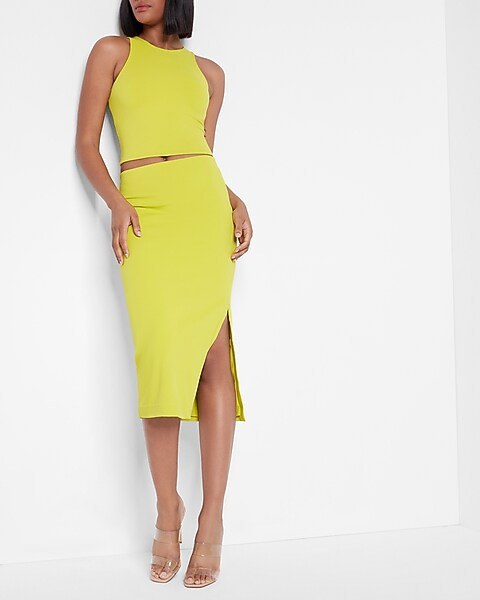 High Waisted Body Contour Midi Skirt | Express