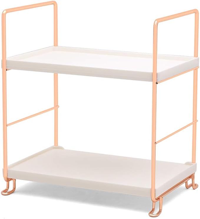 Plastic/Metal Freestanding Stackable Organizer Shelf ,Bathroom Countertop Storage Shelf Cosmetic ... | Amazon (US)