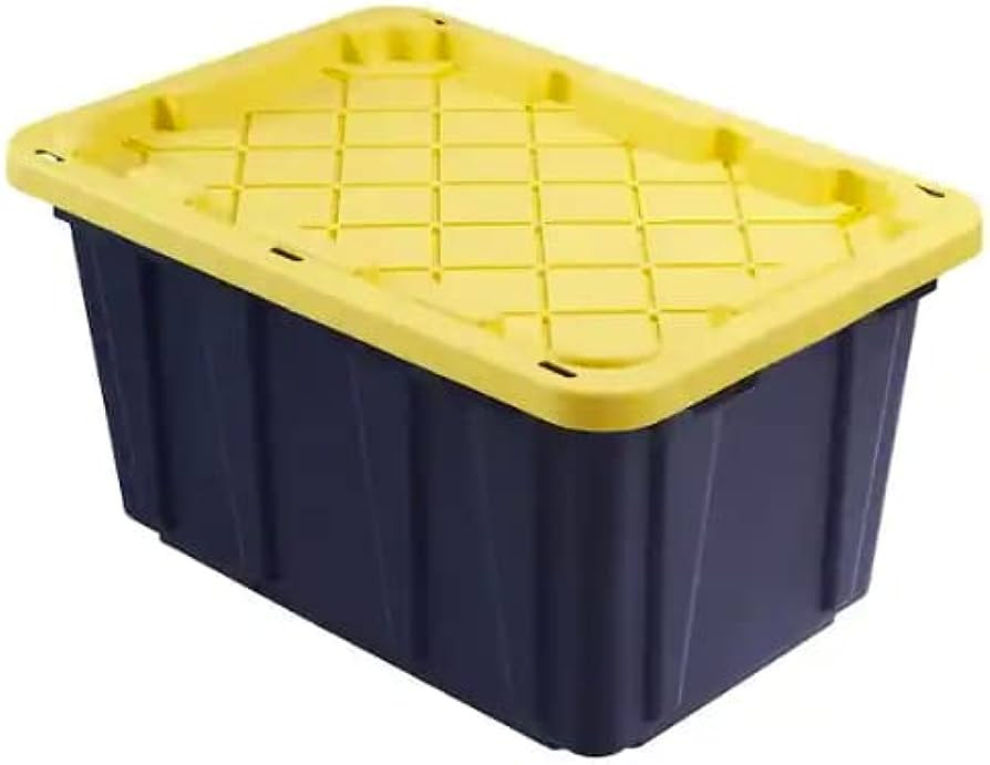 HDX 27 gal. Strong Box Plastic Storage Tote in Black and Yellow | Amazon (US)