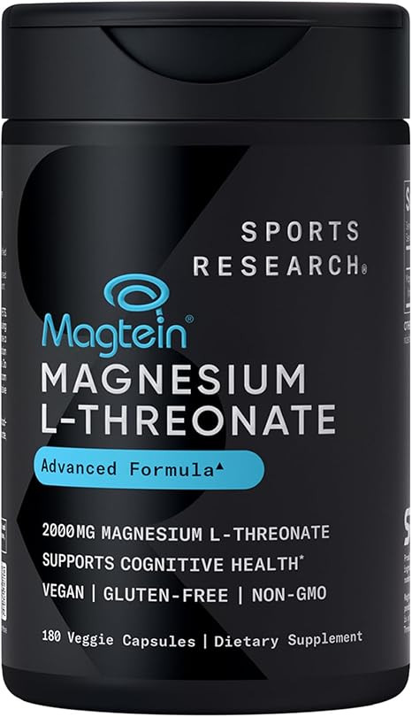 Sports Research Magtein Magnesium L-Threonate Capsules - Magnesium Supplement for Memory, Focus &... | Amazon (US)
