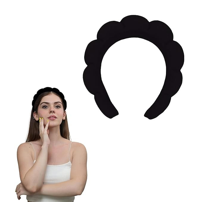 MAPICNNT Spa Headband for Washing Face, Cute Black Makeup Headband, Puffy Spa Headband, Terry Tow... | Amazon (US)